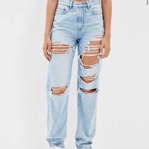 AMERICAN EAGLE HIGH WASTED BAGGY STRAIGHT JEANS